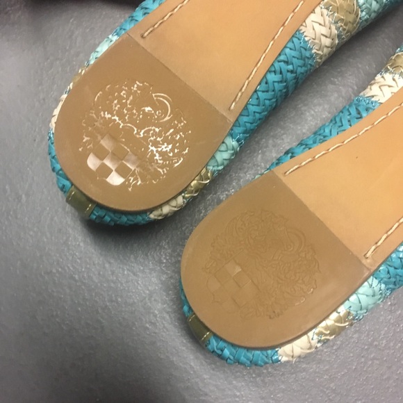 NWT Vince Camuto Lyon Blue & Gold Ballerina Flats - Picture 9 of 16
